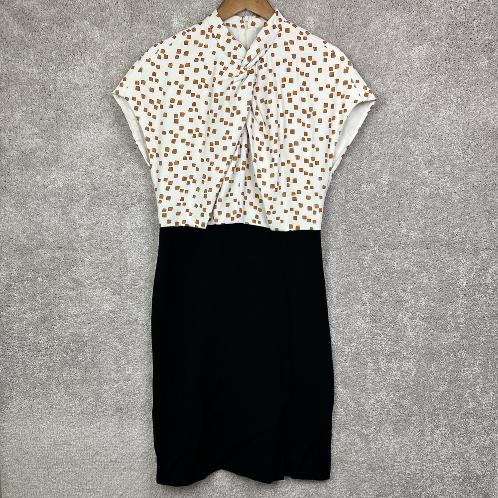 M.M. Lafleur Women's The Adelaide Dress Size 6‎ Mosaic Print Goldenrod Ivory